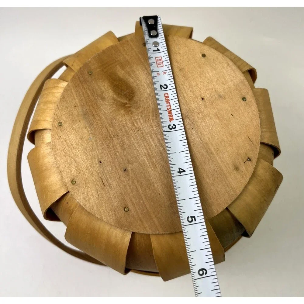 Wooden Round Medium Basket with Handle 6 inch Tall Basket, Indoor Décor